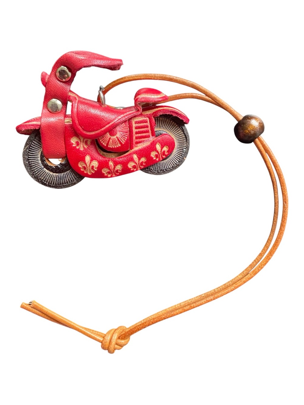 Red Motorcycle Leather Bag Charm
